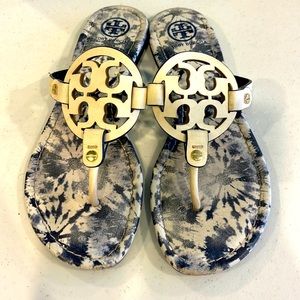 Tory Burch Flip flops tie dye cream white blue